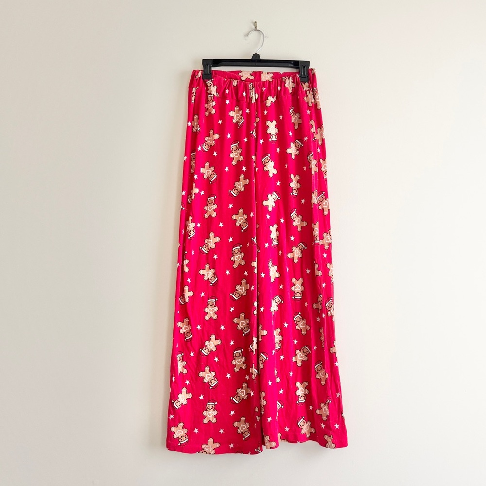 ASOS Christmas Gingerbread Man Wide-Leg Pajama bottoms, Size 2 100% cotton